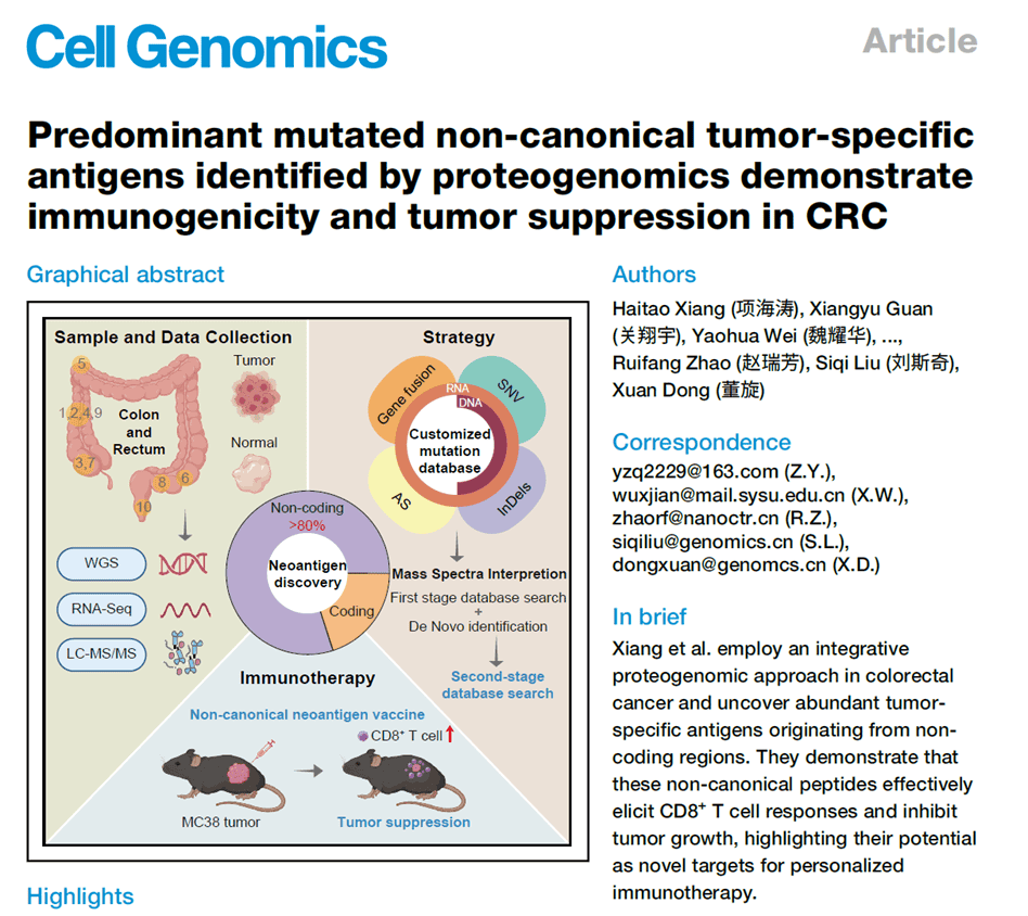 Predominant mutated non-canonical tumor-specific antigens identified by proteogenomics demonstrate immunogenicity and tumor suppression in CRC