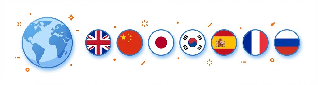 Multilingual flags representing language support