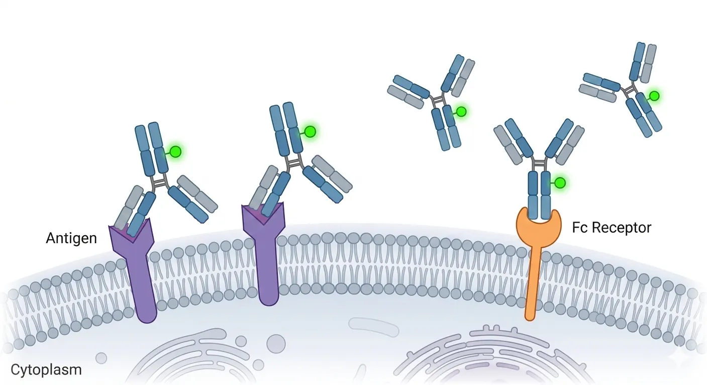 Specific Antigen Binding versus Fc Receptor-Mediated Non-Specific Bindin