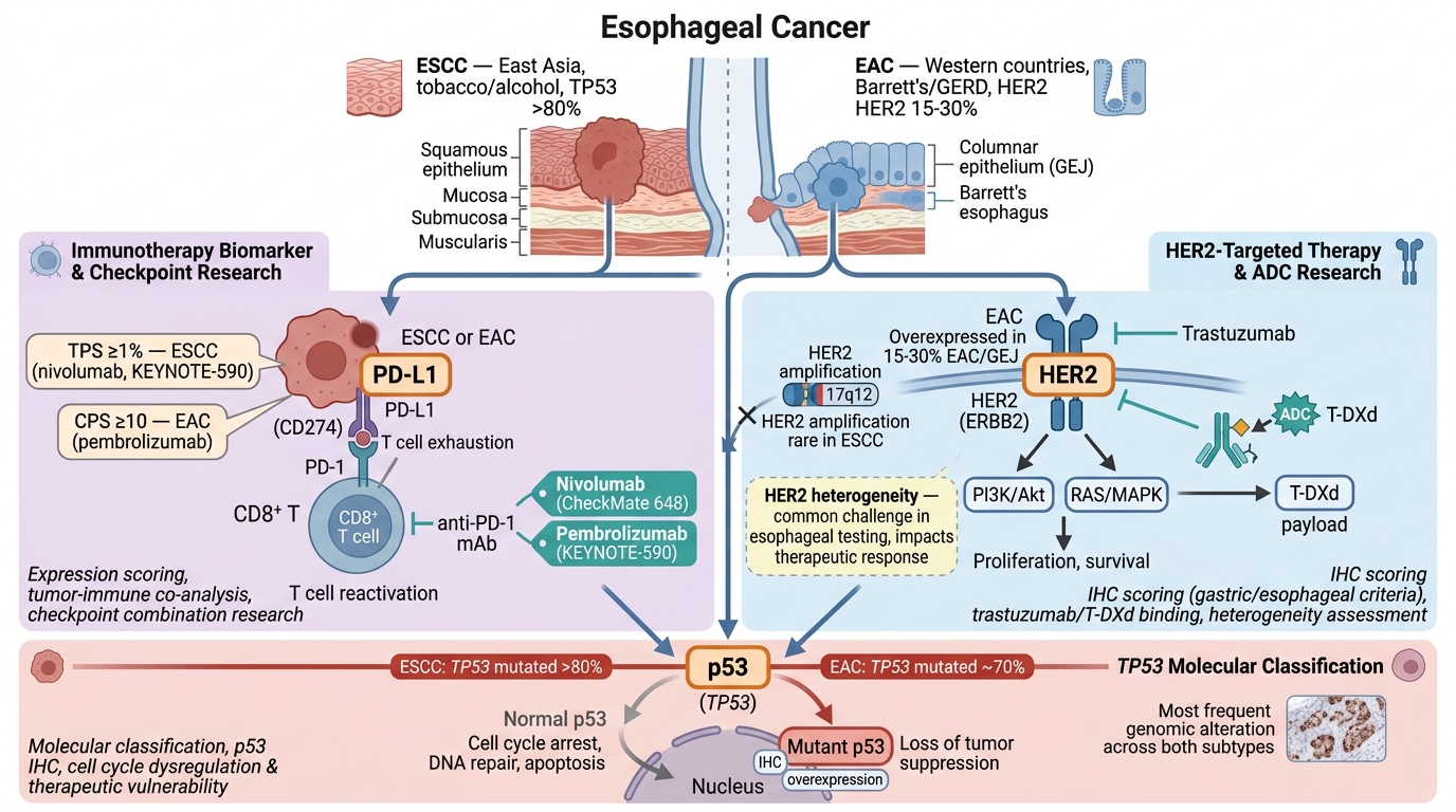 Esophageal Cancer Research Reagents - key pathogenic pathways and research targets