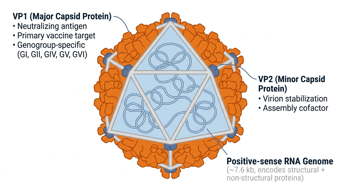 Norovirus icosahedral structure — VP1 major capsid protein