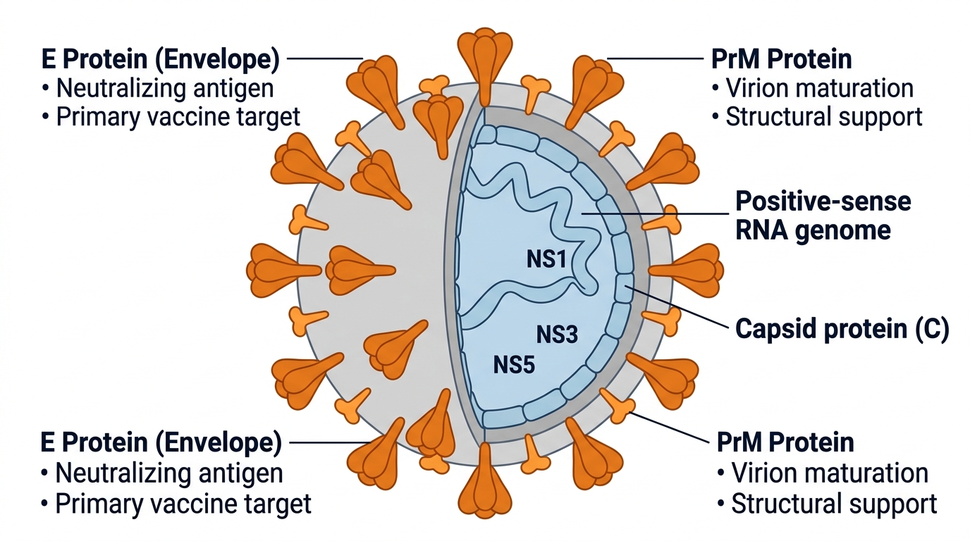 Encephalitis virus structure — E protein, PrM, and capsid
