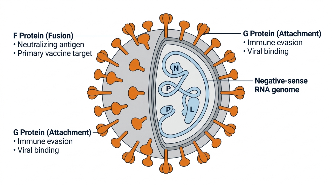 hMPV virion structure — F glycoprotein and G attachment protein