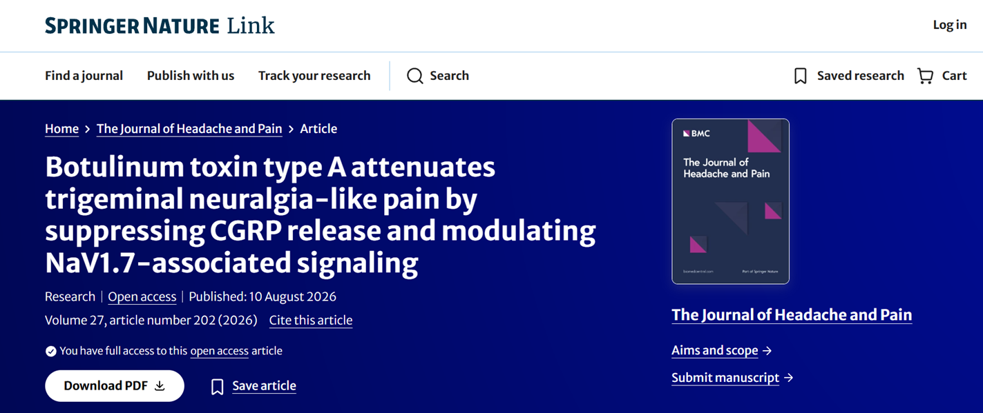 Botulinum toxin type A attenuates trigeminal neuralgia-like pain by suppressing CGRP release and modulating NaV1.7-associated signaling